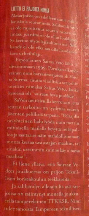 Sairas Veto Salibandy-juhlalehdessä 2005